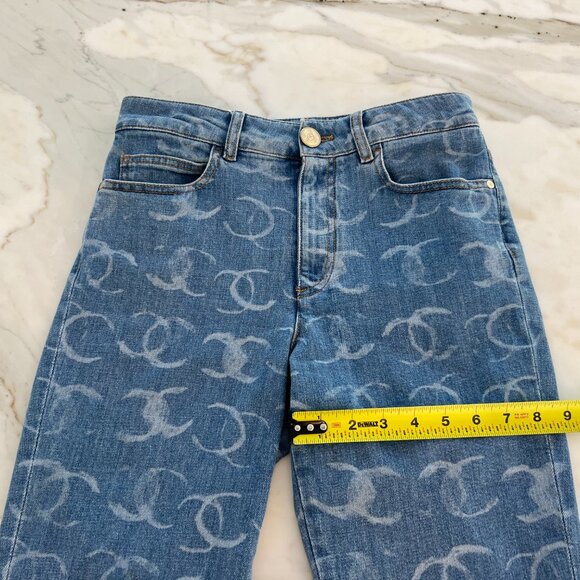 CHANEL 23 CC LIGHT BLUE SKINNY SEQUIN JEANS SIZE FR 34 / US 2 - Picture 13 of 17